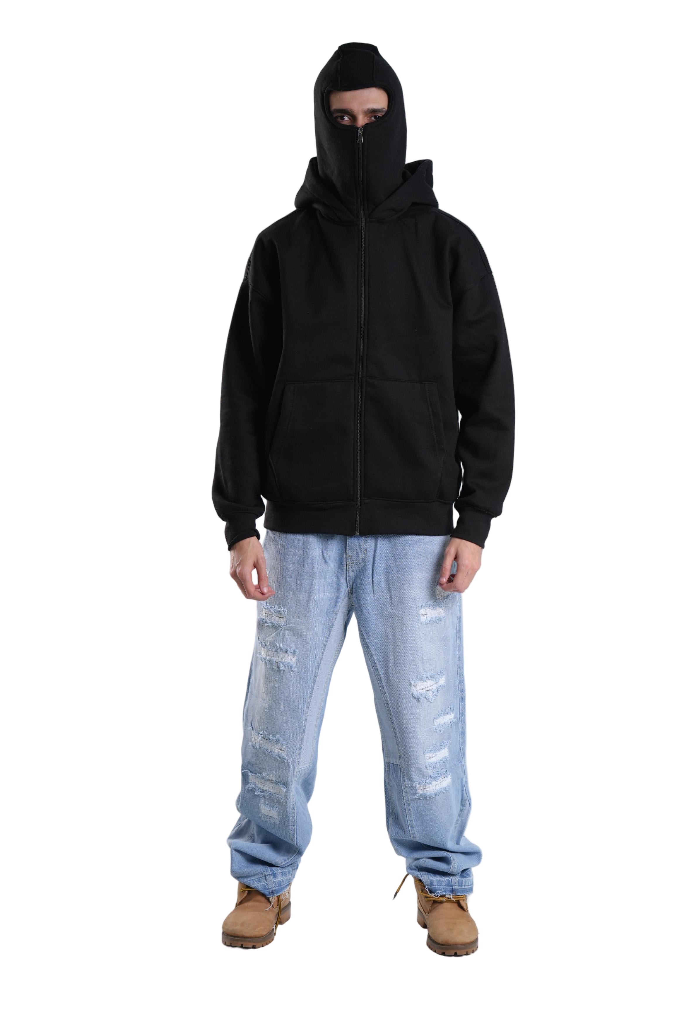 Zipper Hoodie In Black
