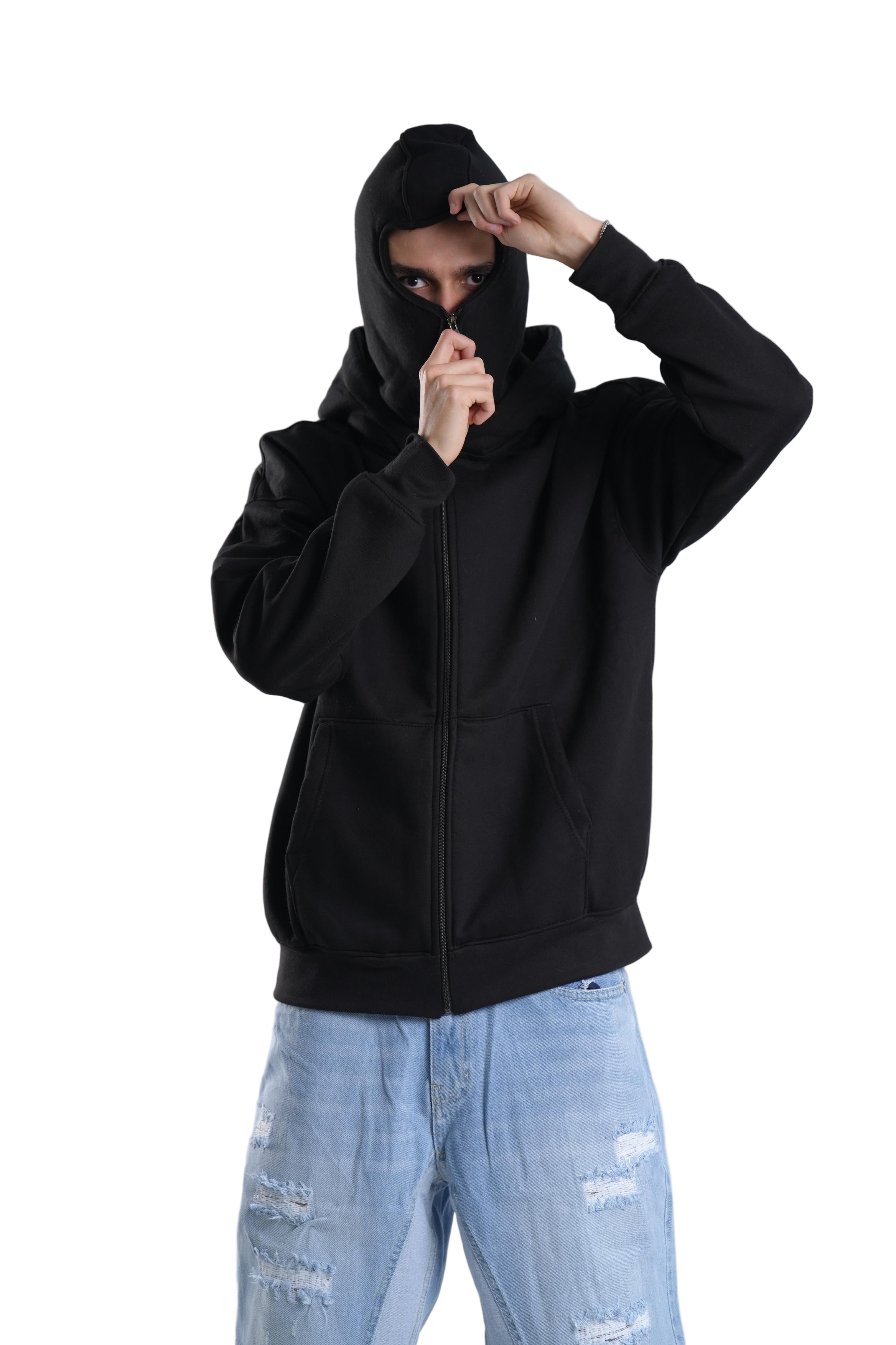 Zipper Hoodie In Black
