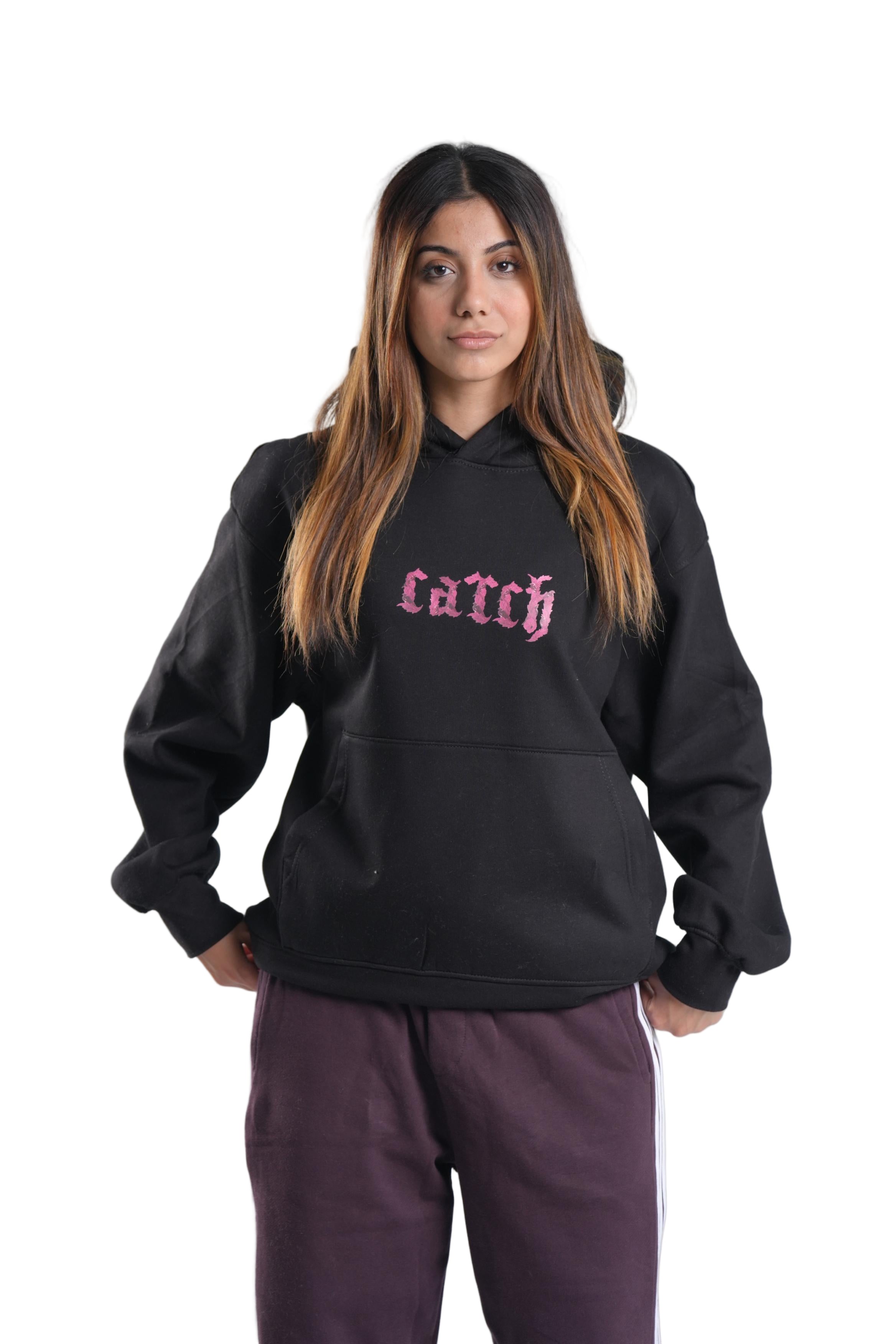 Printed Catch Hoodie In Black