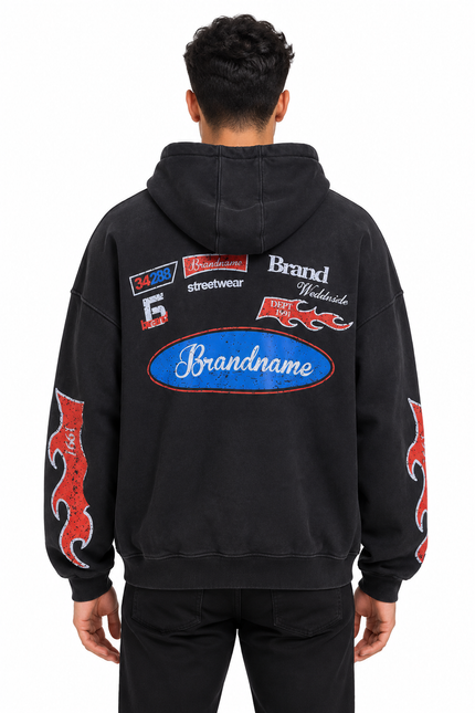 Vintage Black Graphic Oversized Hoodie