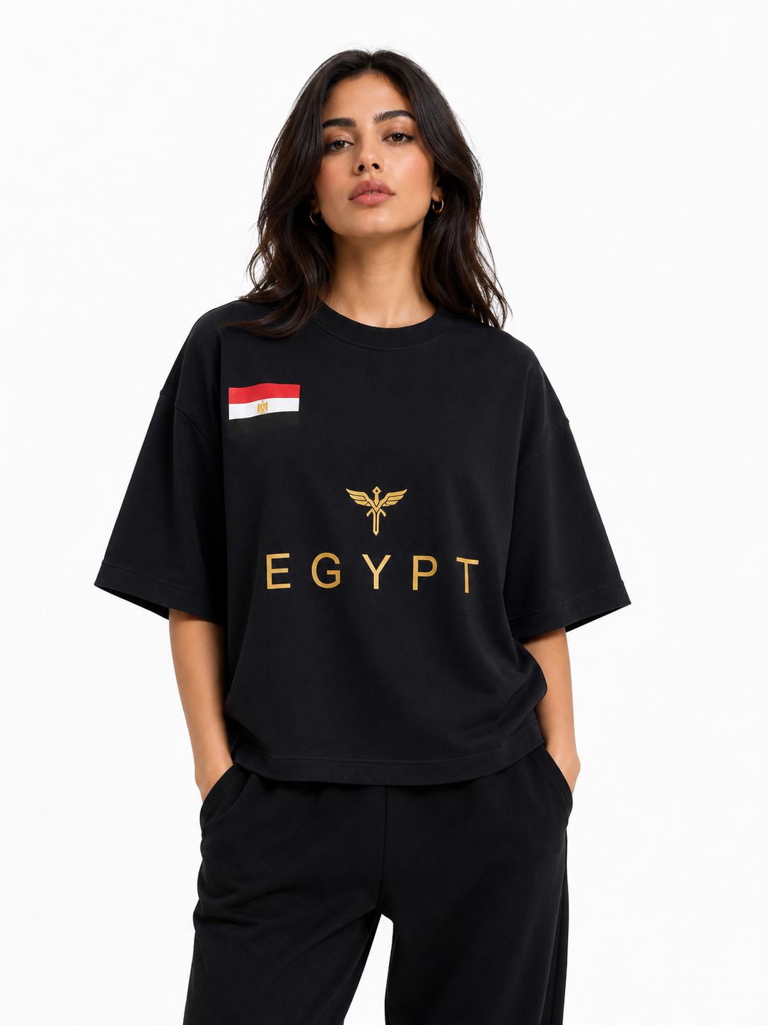 Egypt Black with Gold Graphic Print