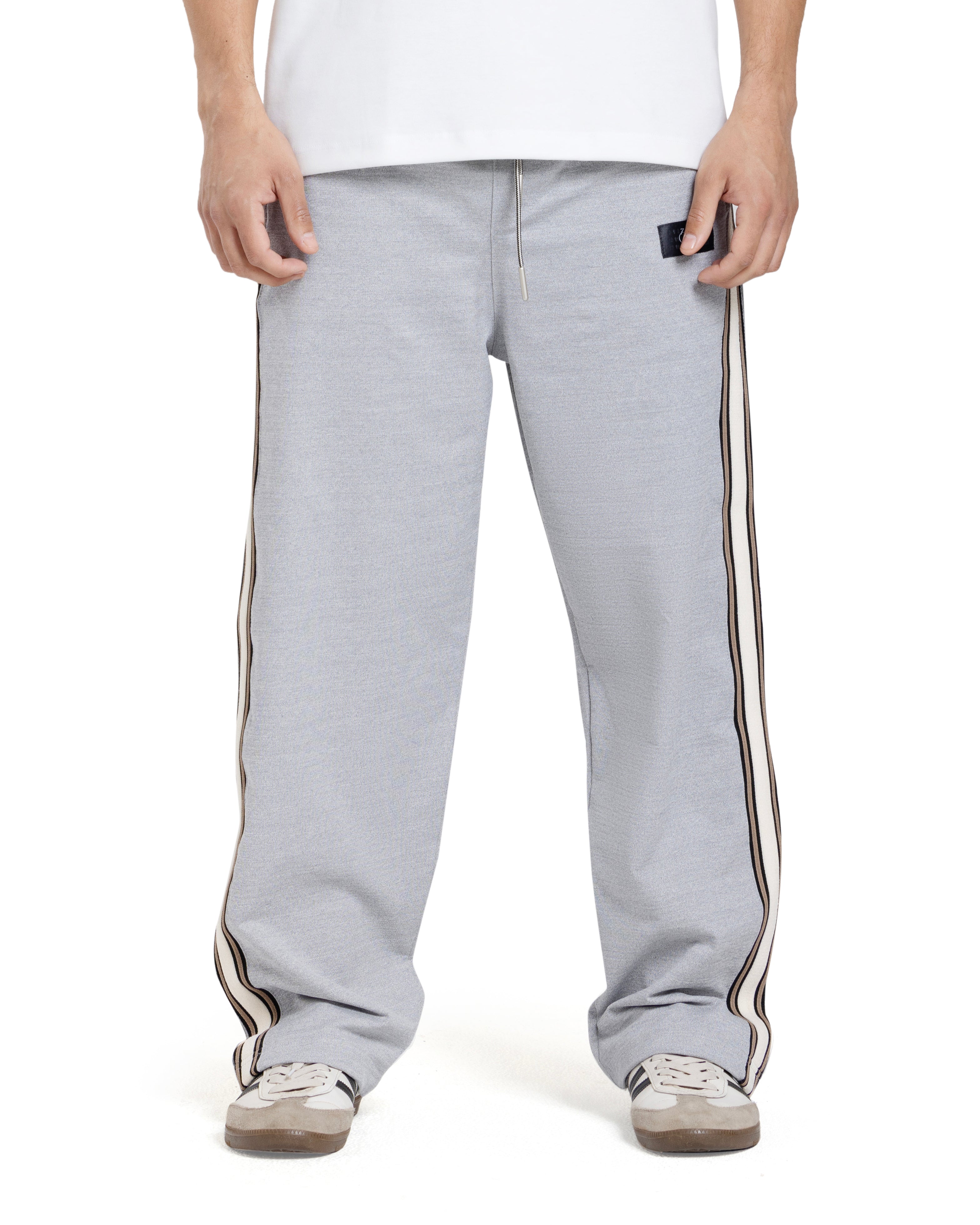 Light Grey Side-Striped Track Pants