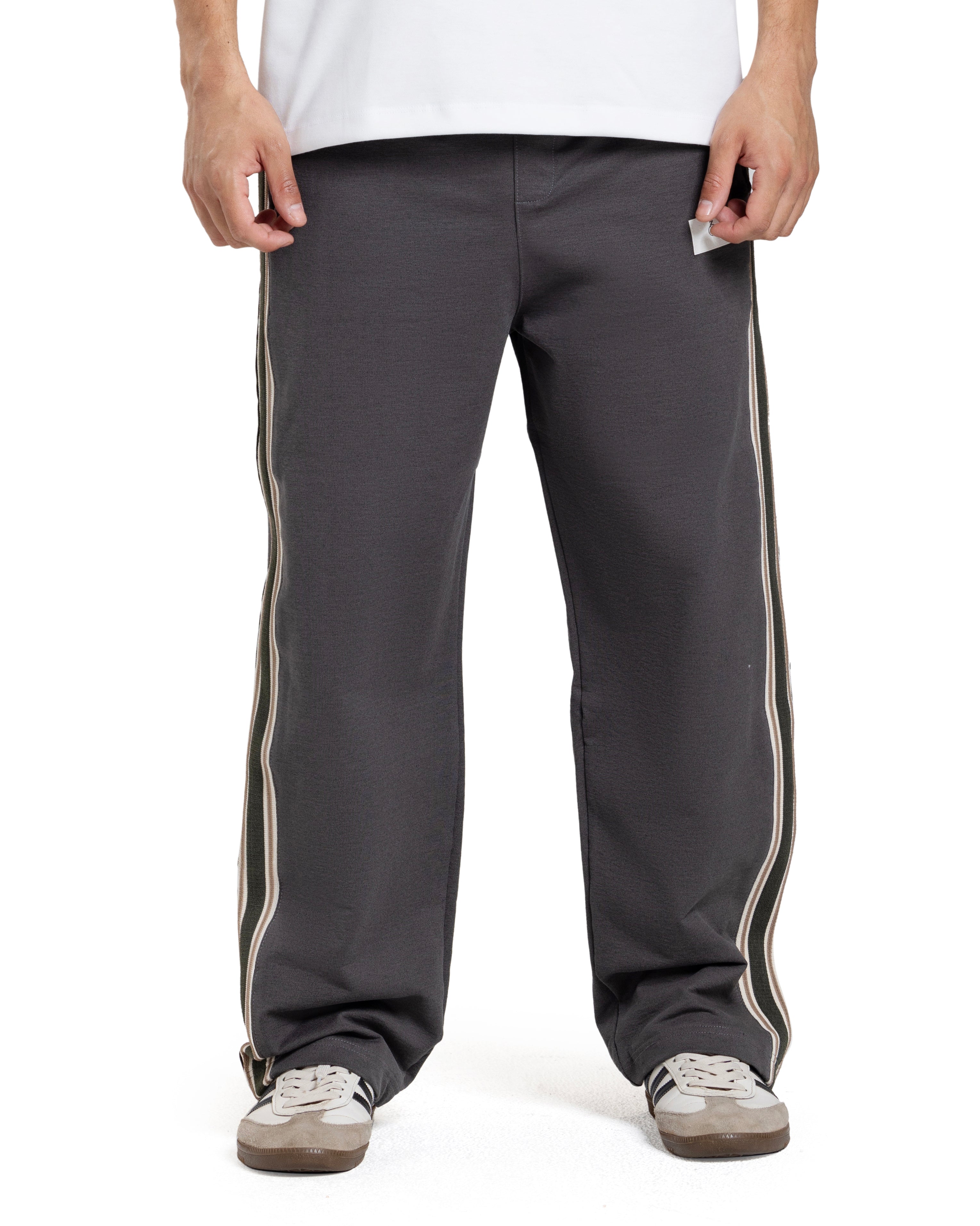 Dark Grey Side-Striped Track Pants
