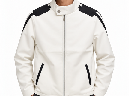 Minimalist Contrast Bomber Jacket – Off White