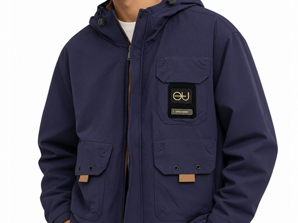 Utility Multi-Pocket Hooded Jacket – Navy