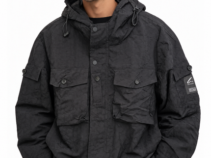 Textured Hooded Utility Jacket