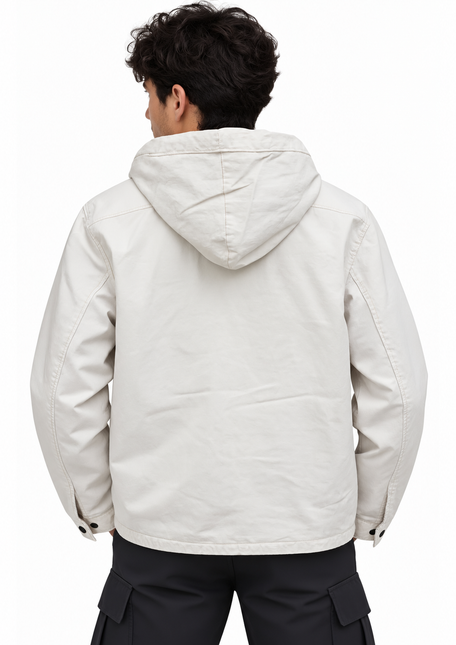 Washed Utility Pockets Hooded Jacket