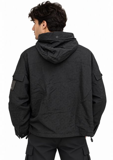 Textured Hooded Utility Jacket