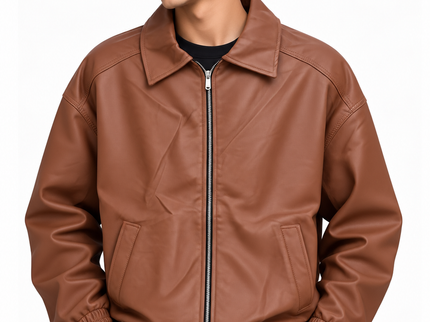 Classic Faux Leather Bomber Jacket