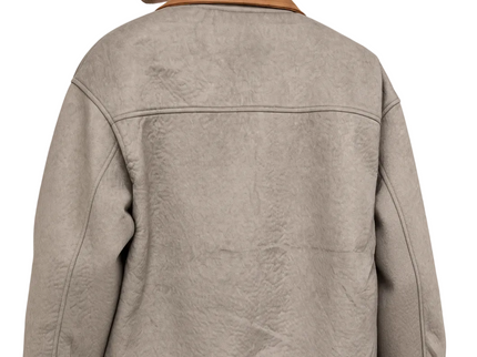 Leather Contrast Collar Utility Jacket