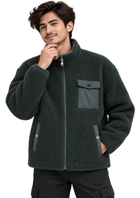 Textured Sherpa Fleece Jacket