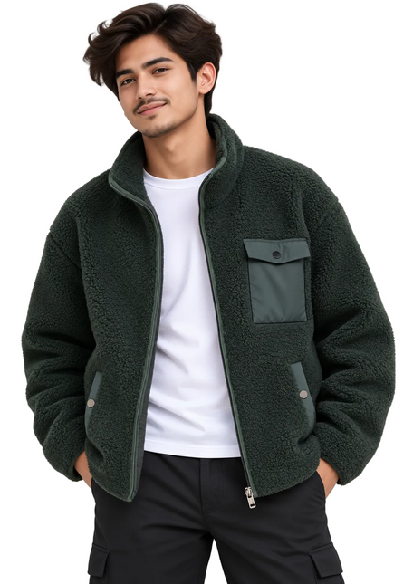 Textured Sherpa Fleece Jacket