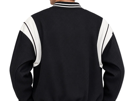 Black & White Textured Varsity Jacket