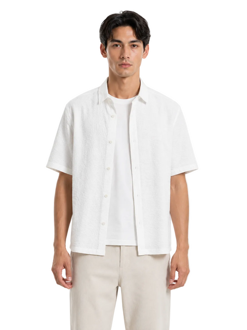 Textured Zigzag Collar Relaxed Shirt