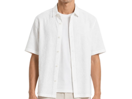 Textured Zigzag Collar Relaxed Shirt
