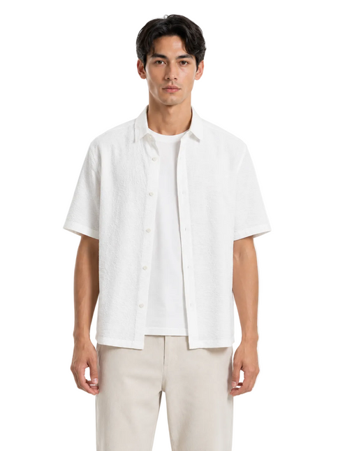 Textured Zigzag Collar Relaxed Shirt
