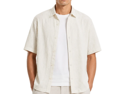 Textured Zigzag Collar Relaxed Shirt