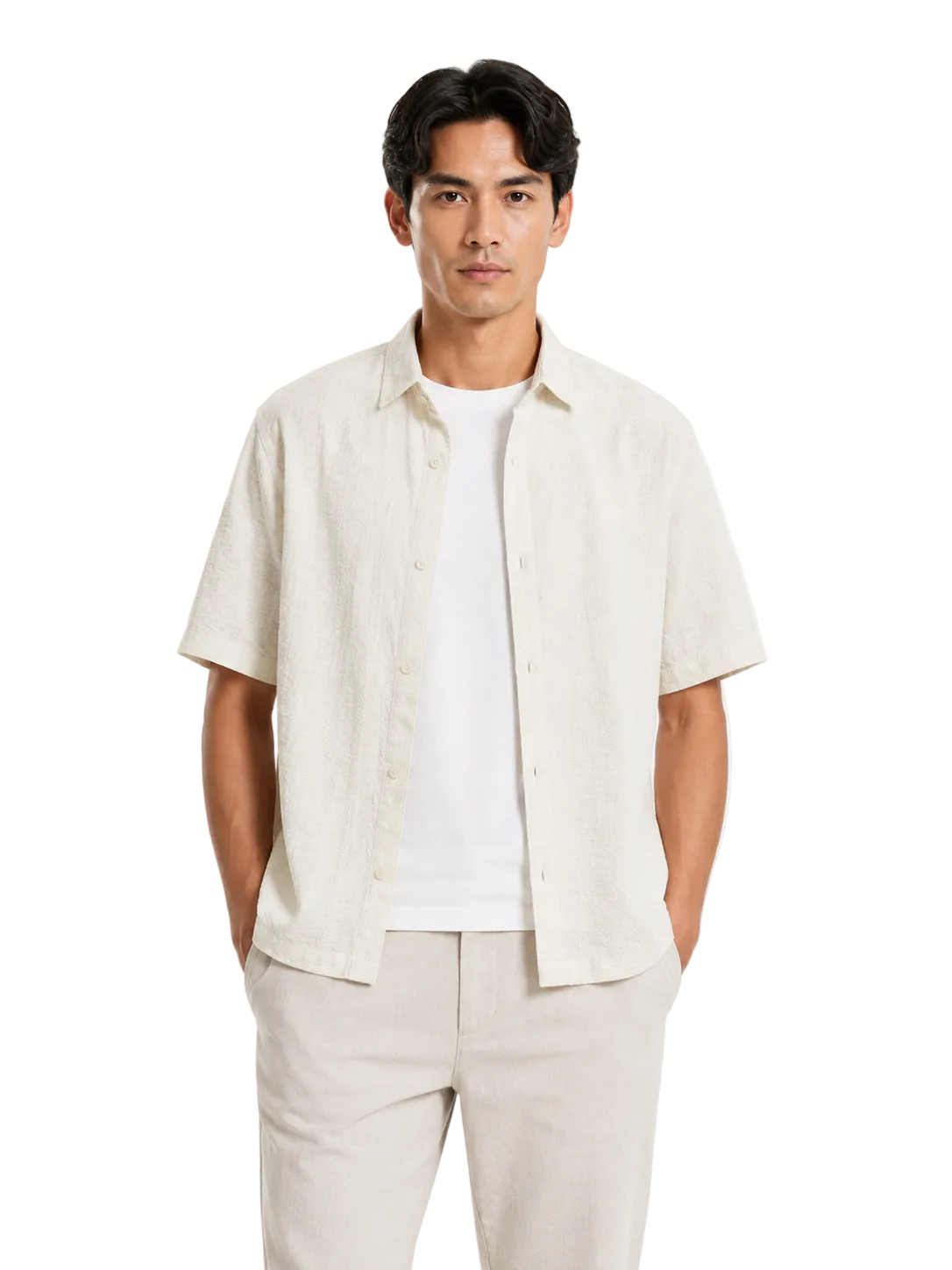 Textured Zigzag Collar Relaxed Shirt