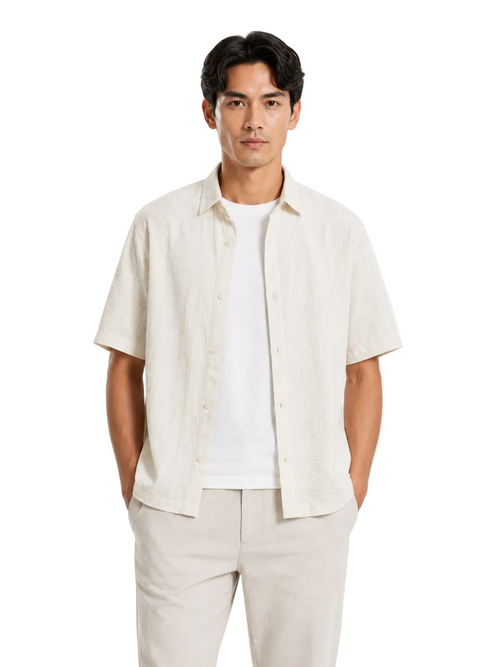 Textured Zigzag Collar Relaxed Shirt