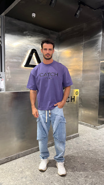 Crew Neck Oversized Fit Catch Printed T-Shirt