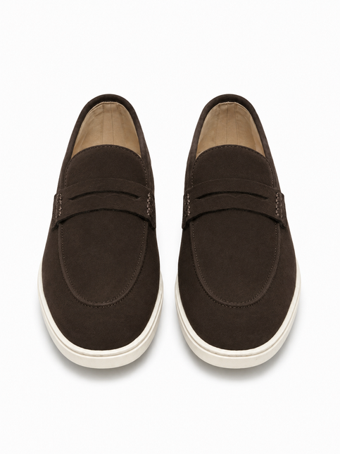 Suede Double Penny Loafers