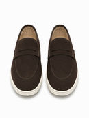 Chocolate Suede Penny Loafers