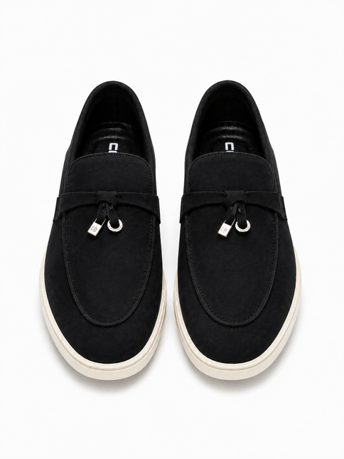 Black Minimal Suede Loafers
