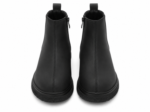 Black Leather Half Boot