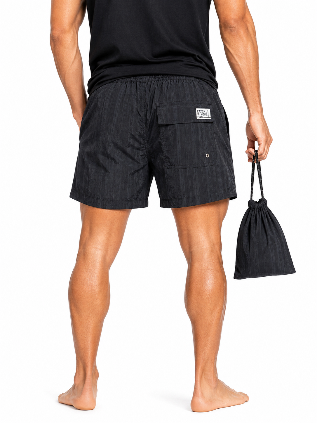 Catch Crinkle Texture Swim Shorts with Pouch