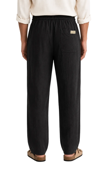 Textured Linen Straight Relaxed Trousers