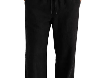 Textured Linen Straight Relaxed Trousers