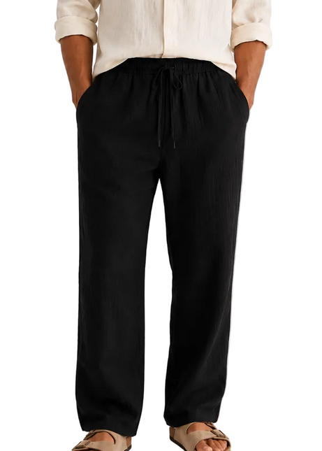 Textured Linen Straight Relaxed Trousers