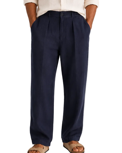 Linen Relaxed Straight Trousers
