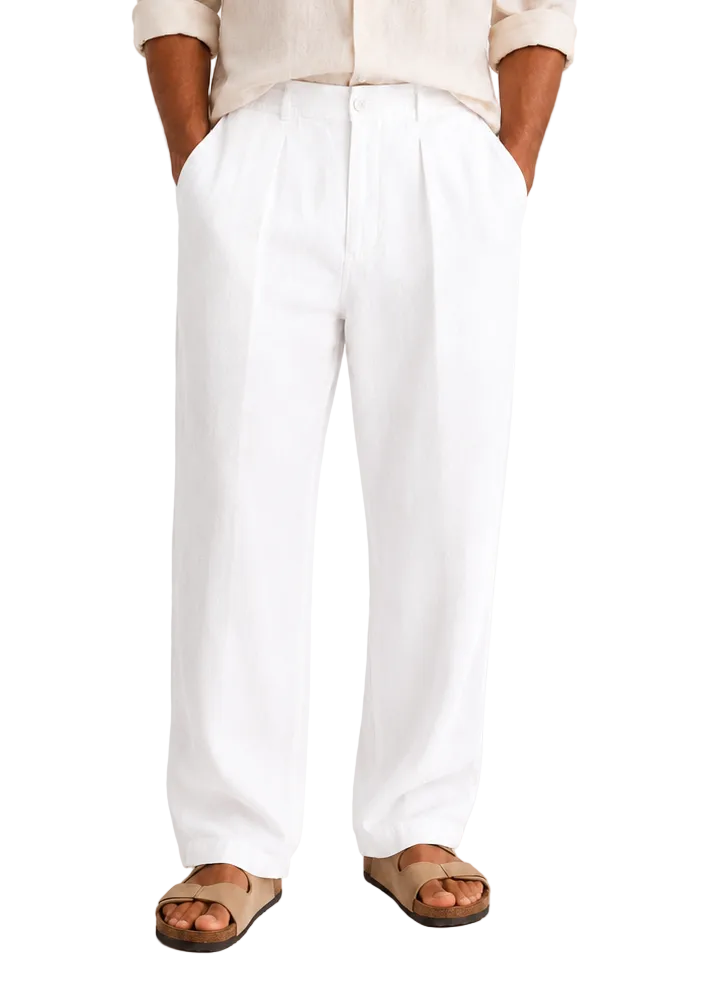 Linen Relaxed Straight Trousers