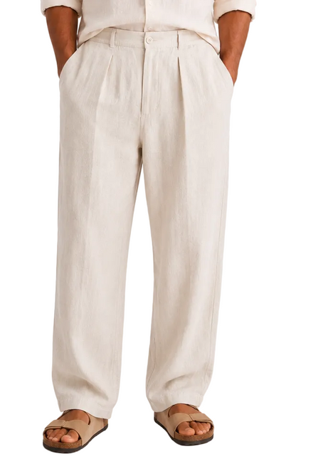 Linen Relaxed Straight Trousers