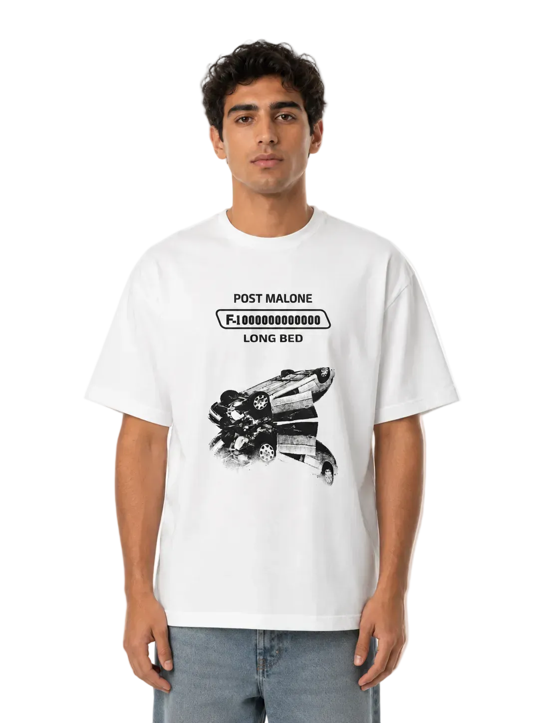 Long Bed Graphic Box Fit T-Shirt – White