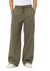 Utility Wide Leg Cargo Trousers – Olive Green