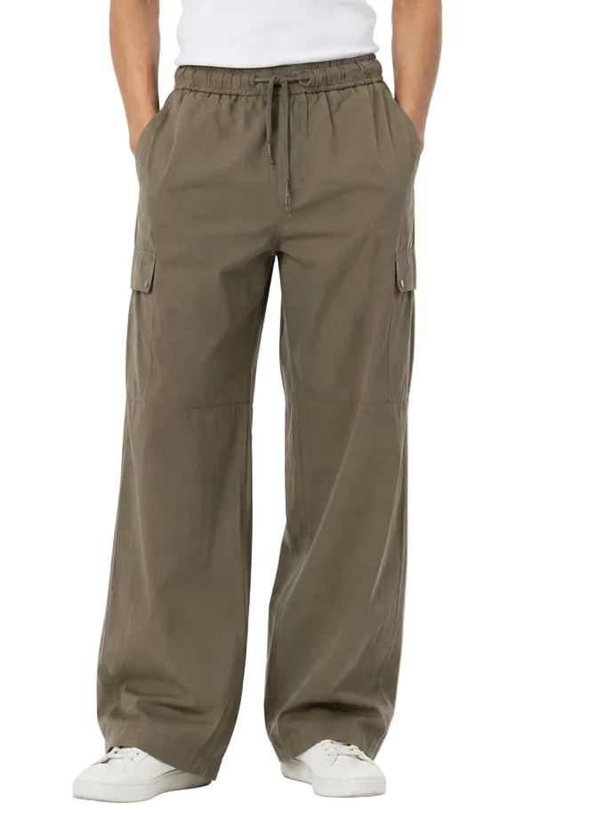 Utility Wide Leg Cargo Trousers – Olive Green