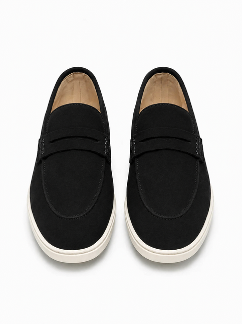 Suede Double Penny Loafers