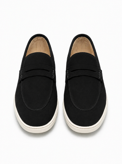 Suede Double Penny Loafers