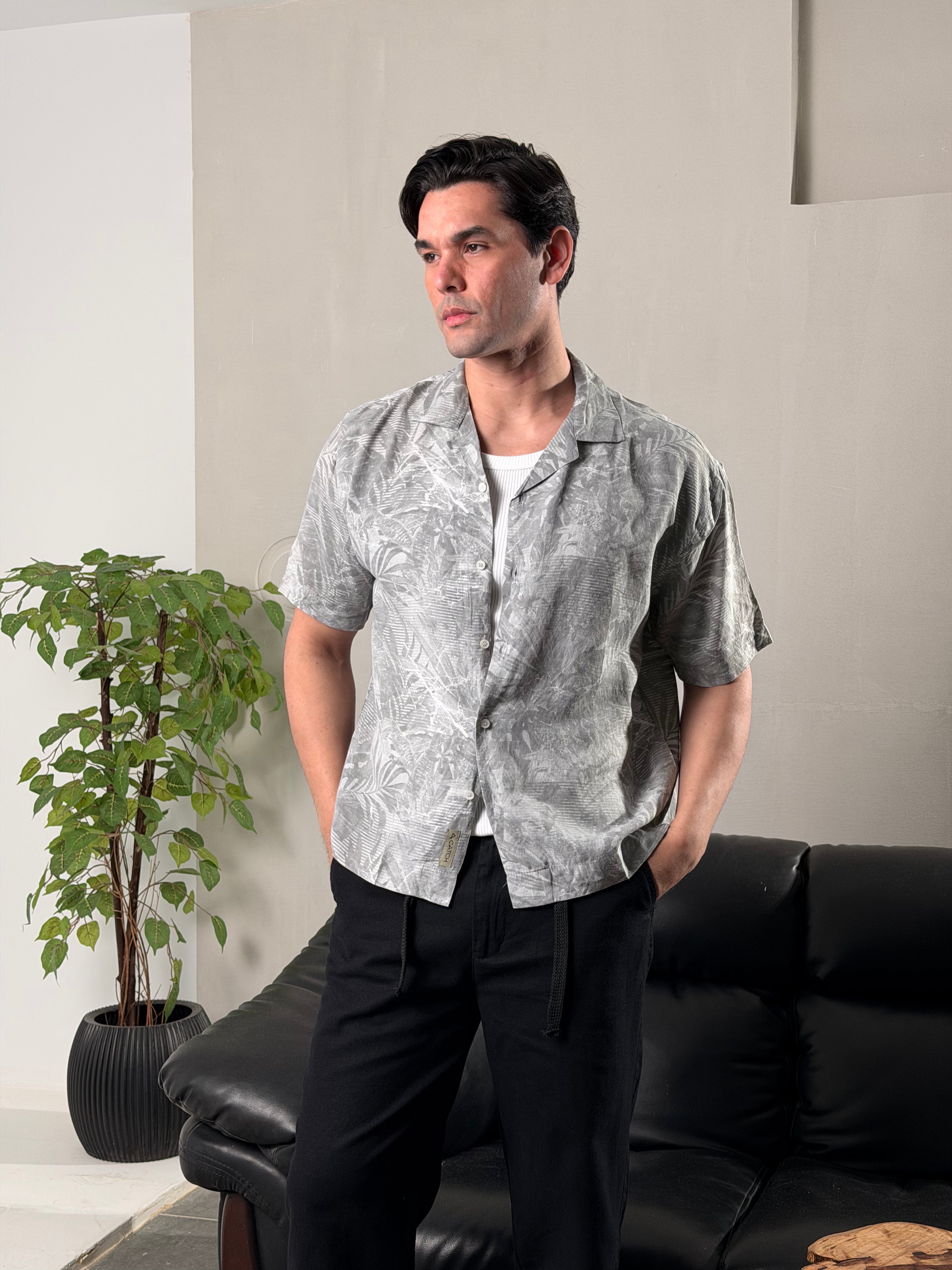 Tropical Print Relaxed Shirt