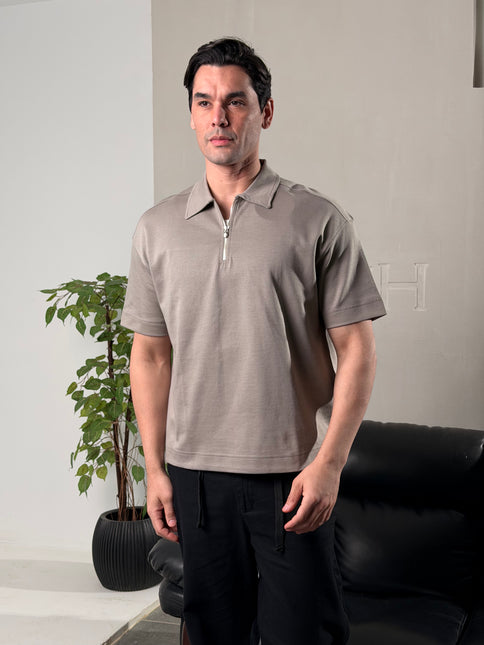 Zip Collar T-Shirt – Box Fit