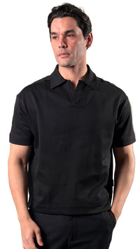 Minimal Polo Collar T-Shirt – Black