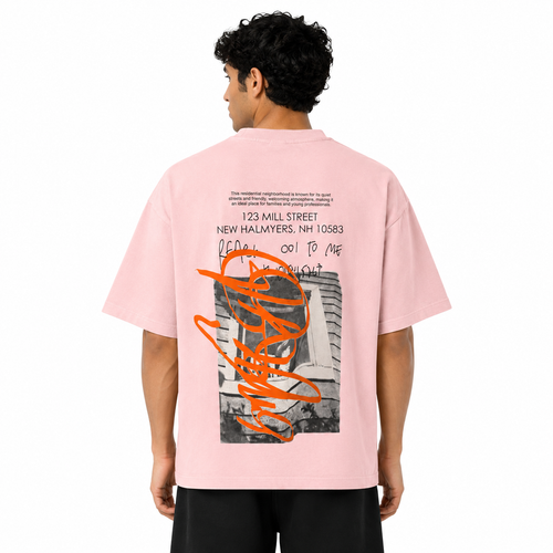 Urban Sketch Box Fit T-Shirt  Pink