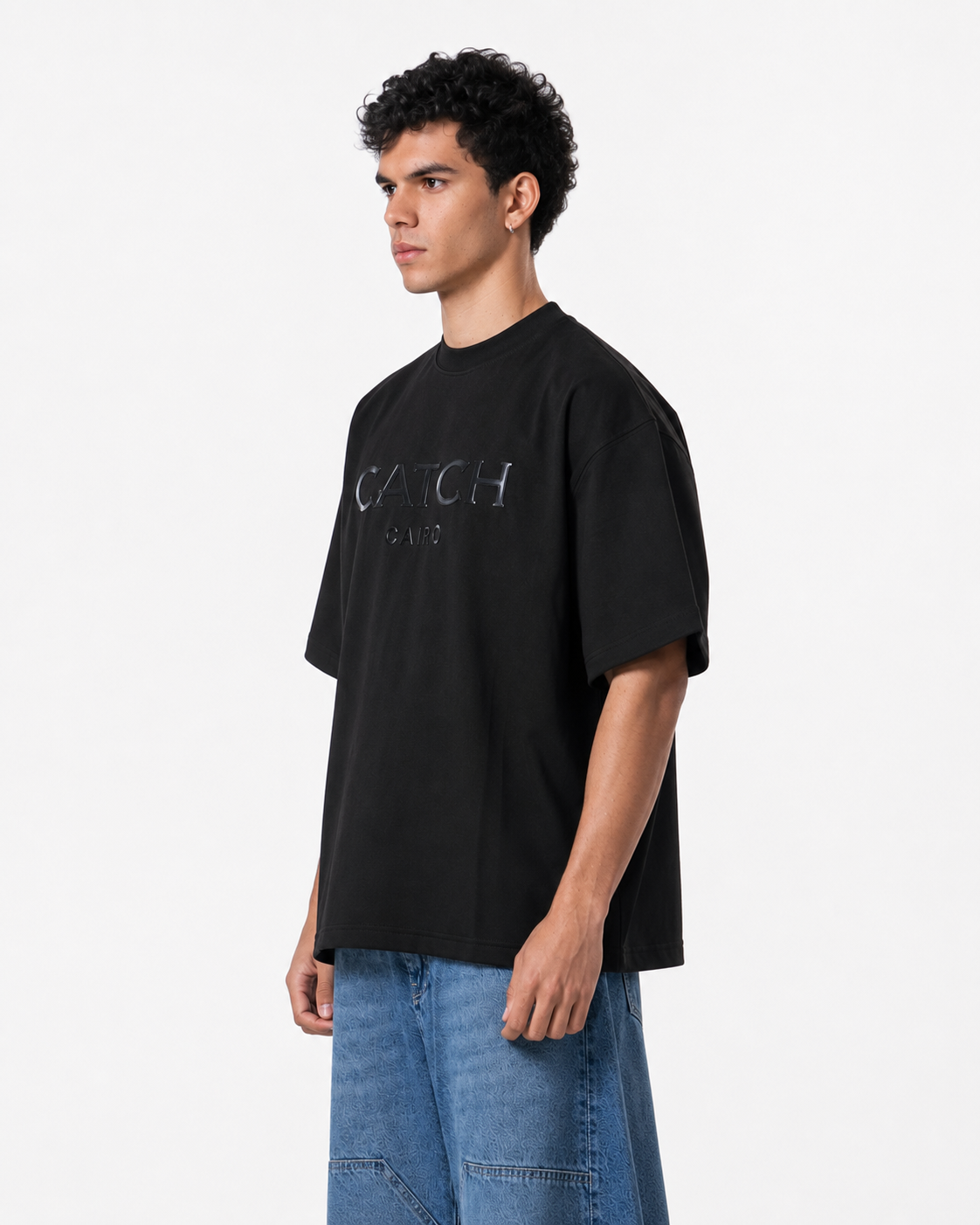 Crew Neck Oversized Fit Catch Printed T-Shirt
