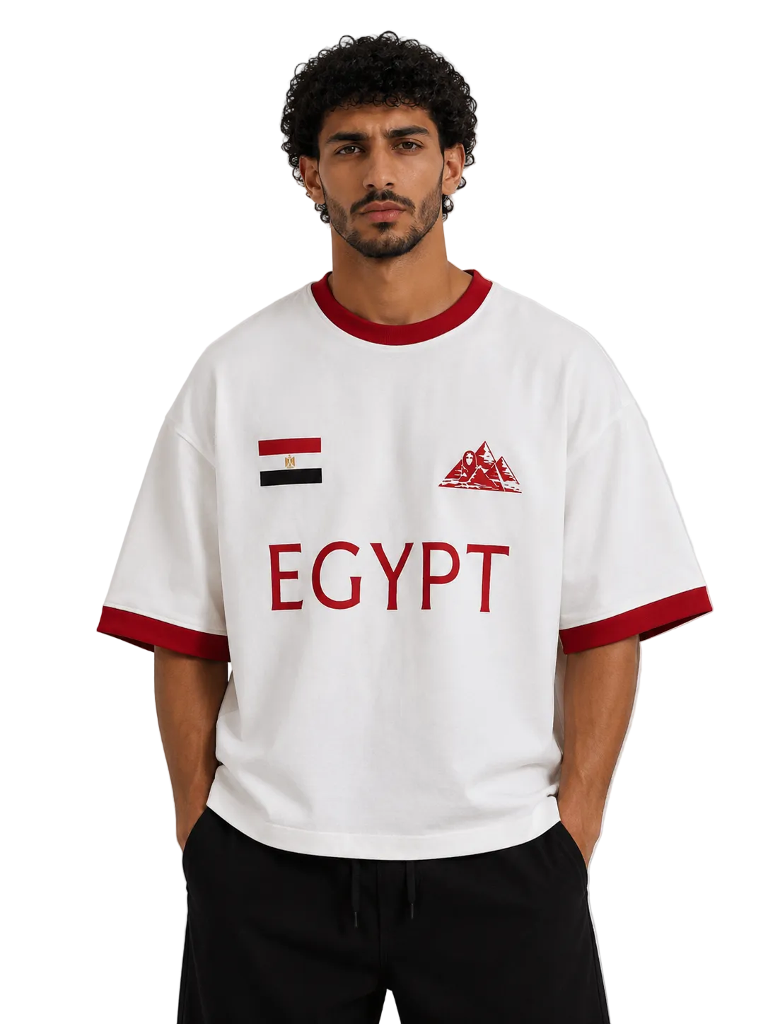 Egypt White with Red Contrast Trim