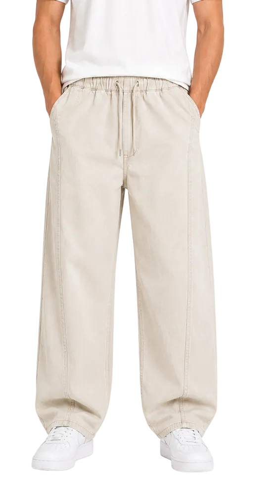 Narrow Waist Wide Leg Denim Pants