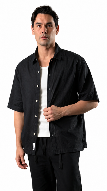 Relaxed Short Sleeve Linen Shirt