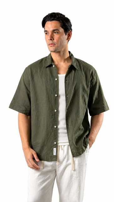 Relaxed Short Sleeve Linen Shirt