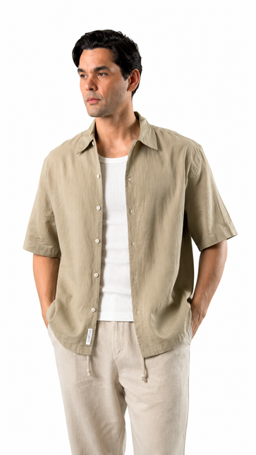 Relaxed Short Sleeve Linen Shirt